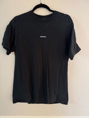 Supreme Black Crewneck T-Shirt with Small White Logo